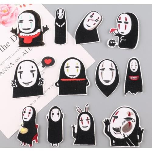 Anime No Face man Patch for Clothing Iron on Embroidery Applique Cute Fabric Badge DIY phone case Apparel Accessories