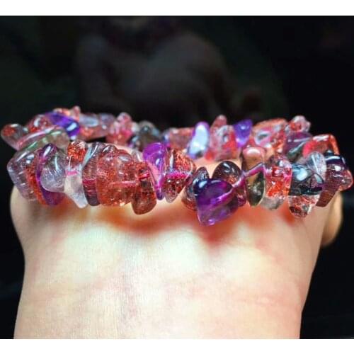 High Quality Natural Super Seven Lepidocrocite Quartz Crystal Irregular Beads Bracelet Beads Stretch Crystal Healing Stone AAAAA