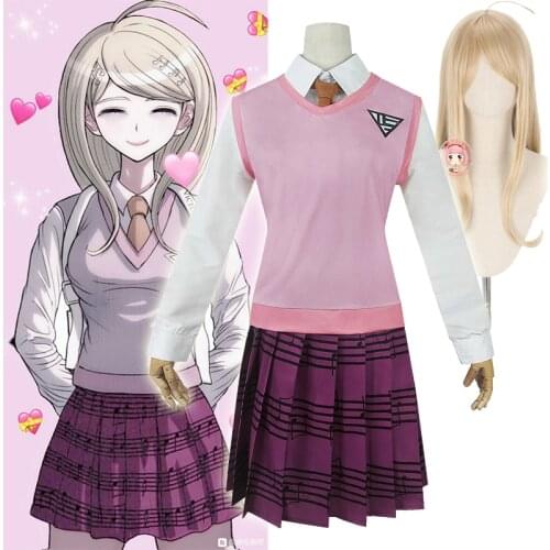 New Danganronpa Anime COSPLAY costumes Akamatsu kaede costume Womens uniform Shirt / Vest / skirt / socks/Wig JK school uniform
