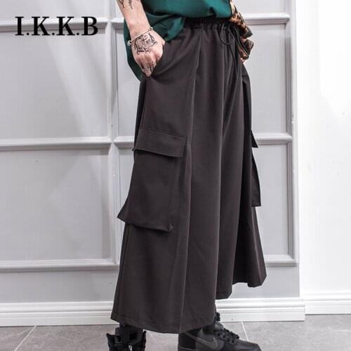 Spring and summer new style dark hair stylist big pocket overalls men Harem Pants leggings skirt pants