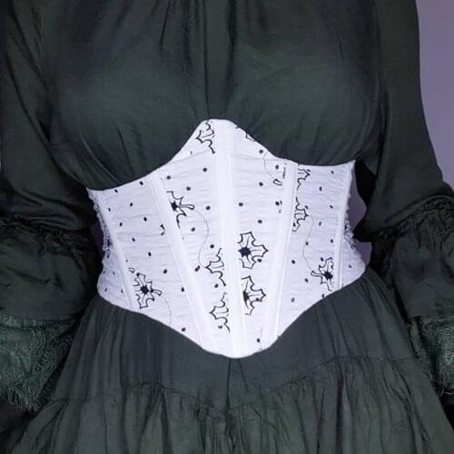 Sexy Black White Printed Breasted Corset Belt Ladies Fashion Waist Slimming Underwear Overbust Push Up Cup Bustier Waistband