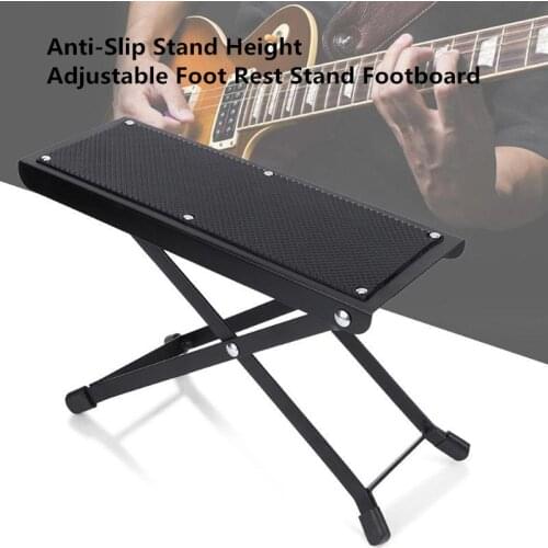 Metal Folding Guitar Footstool Rest Anti-Slip Stand Height Adjustable Foot Rest Stand Footboard for Musical Instrument