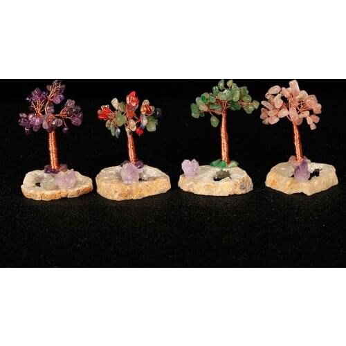 1PC natural crystal fluorite gravel tree copper wire winding Nordic shelf home decoration mineral ornaments DIY party gift