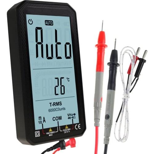 Professional, 6000 Counts T-RMS Digital Multimeter for Electrical Measurement w/ Probes, Backlight, Flashlight & Protective Case