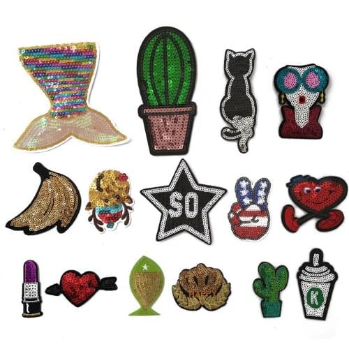 Five-pointed star love micro-chapter embroidery jeans DIY sewing sequins clothing supplies material accessories 1PCS for sale