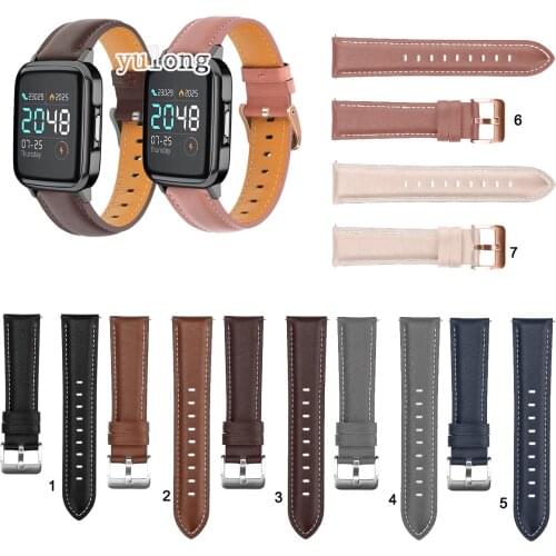 20mm Fashion Leather Watch Band Strap for Haylou LS02 Smart Watch Replacement Wrist bands straps Bracelet