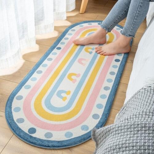 Modern bedroom mat long strip bedroom door door mat pattern home floor decoration living room carpet bathroom non-slip carpet