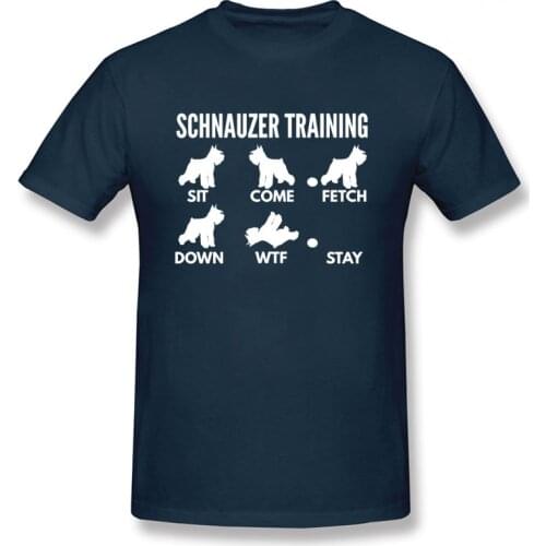 Training Schnauzer Dog Tricks T-Shirt Funny Birthday Cotton Short Sleeves T Shirts Causal O-Neck Tops Tees Hip Hop Vintaged