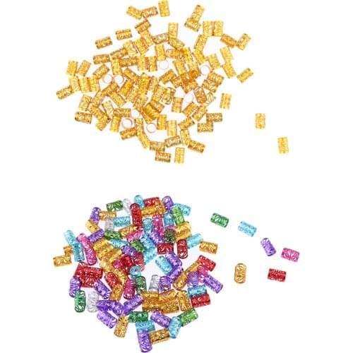 100pcs Hair Jewelry Ring Circles Beads Hair Extensions Dread locks for Braids Hairstyle Braid Ponytail Mixed Color