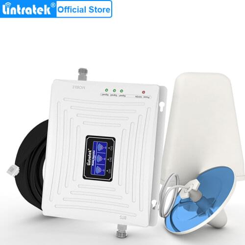 Lintratek Signal Booster 2G 3G 4G LTE 1800mhz 2100mhz 900mhz GSM DCS WCDMA Tri Band Cellular Signal Repeater LCD 3G 4G Amplifier