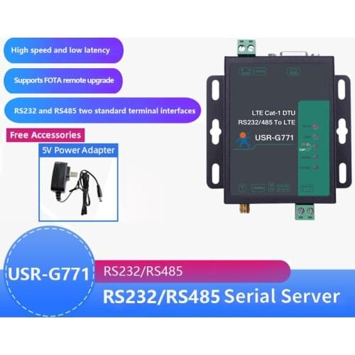 USR-G771-E LTE CAT 1 Cellular Modem Support LTE and GSM TCP UDP Transparent Transmission RS232 RS485 Interfaces with SIM Card