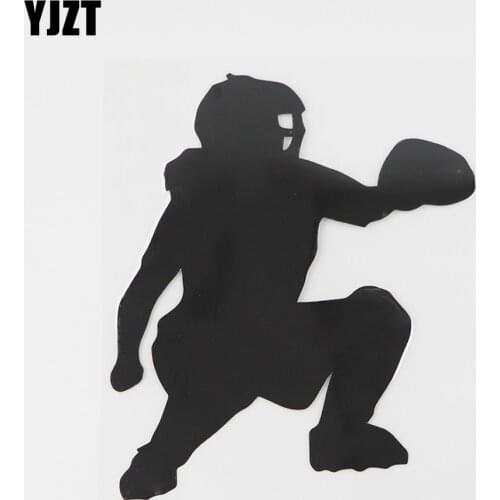 YJZT 11.1CMX12.8CM Lovely Softball Catcher Baseball Decal Vinyl Car Sticker Black/Silver 8A-0778