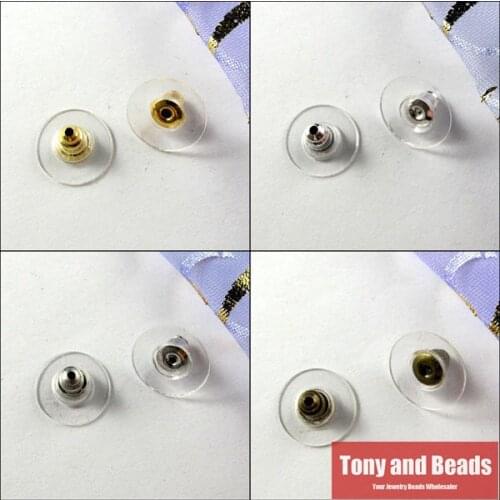 200Pcs=1Lot!) Jewelry Earring Finding Plastic & Copper Earring Back/ Earring Plug/ Earring Stopper 6.5X11.5mm EF5