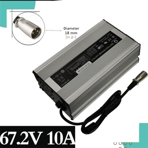 67.2V 10A Charger 60V 16S Lithium Li-ion Battery Smart Charger 3-Pin XLR Connector