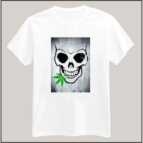 Women Tshirt skull weed Print Casual Cotton Funny Shirt White Top Tee Hipster Plus Size Camiseta HH305-308