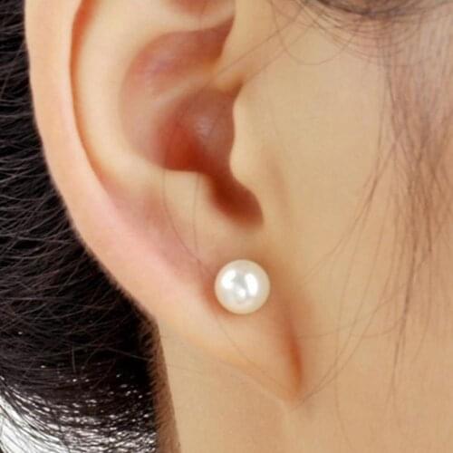 Women Earrings Beautiful Simple Easy Matching Women Round Faux Pearl Ear Studs for Wedding Round Faux Pearl Ear Studs