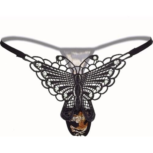 Women sexy Lingerie flirty panties porn transparent underwear sexy wear Cute butterfly g-string thong With Leopard print