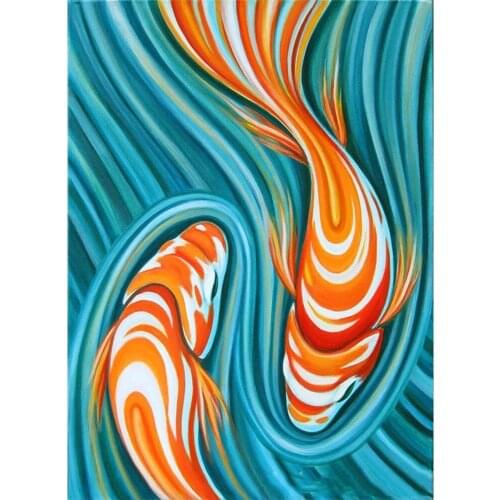 Animal Carp DIY Cross Stitch Embroidery 11CT Kits Needlework Craft Set Cotton Thread Printed Canvas Home Decoration Design