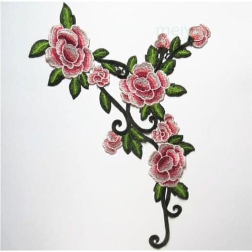 1PC Embroidered Flower Applique Neckline Neck Collar Lace Trim Clothes Fabric Venise Floral Sewing Supplies Craft Wedding Dress