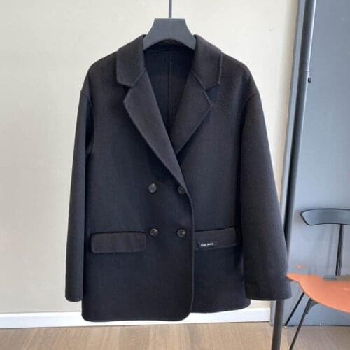100% Wool Handmade Blazers Wool Coat Women 2020 Autumn Was Thin Double-Sided Woolen Coat Female Black Suit Overcoat Ladies Q321