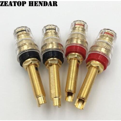 20Pcs Brass Crystal Long Thread Gold Plated Binding Post Socket for Audio Speaker Amplifier 4mm Banana Jack Plug Connector