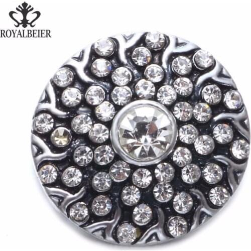 2017 Transparent Rhinestone Metal Charms 18mm Snap Button Jewelry For 20mm Snaps Bracelet Snap Jewelry KZ0769