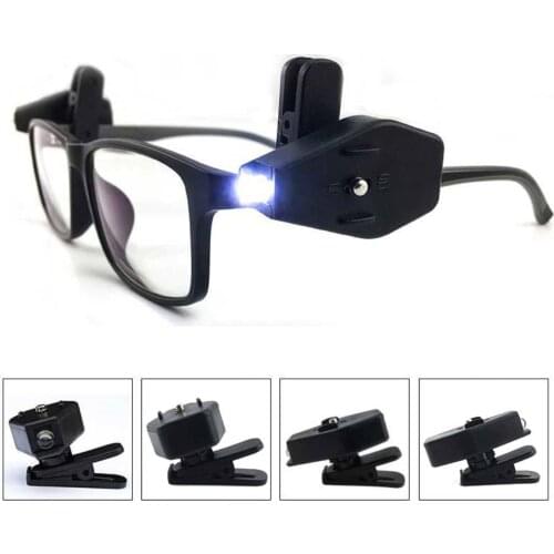 360 Degree Rotary Portable Mini LED Flashlight Glasses Light Clip Lamp Reading Illumination Outdoor Camping Fishing Work Tool