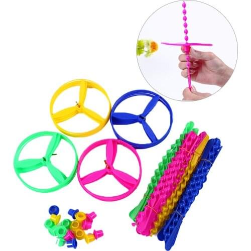 40pcs/lot Pull String Flying Saucers Toys for Children Boys Girls Helicopters Lawn Outdoor Sports Games Plastic Flying Discs UFO