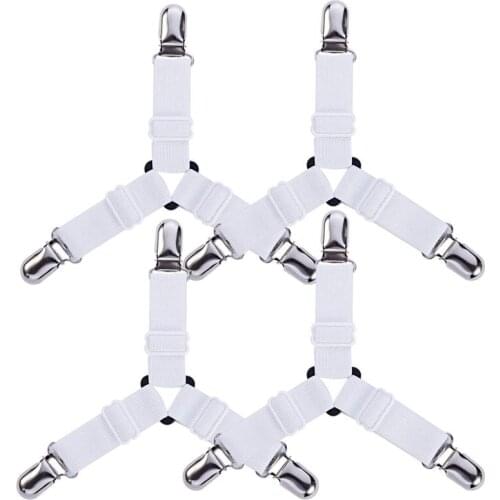 4X 3-Way Adjustable Bed Sheet Holders Bed Sheet Clips Elastic Fasteners Grippers Braces Metal Clips Sheet Mattress Co