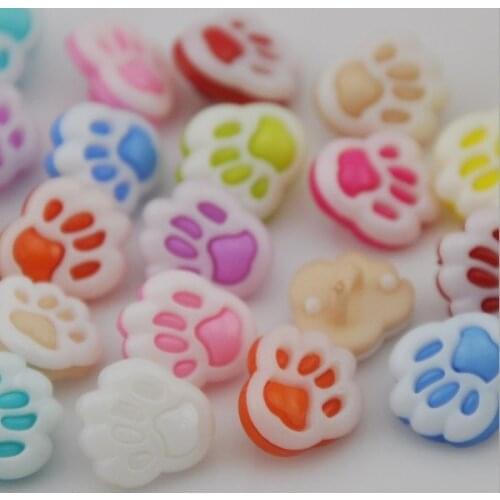 50Pcs Cute Paw Print Buttons Mixed Color Plastic Cartoon Children Sewing Cloth Button For Handmade Scrapbooking Crafts DIY 13MM