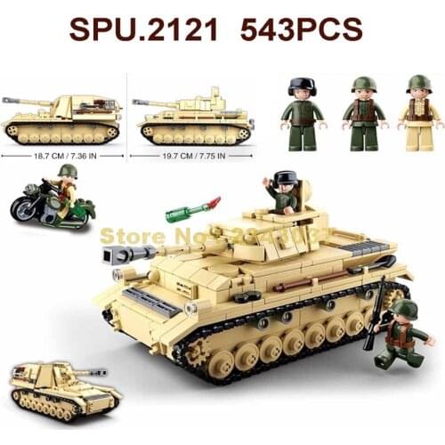 Sluban 0693 543pcs Military Tanks Motorcycle Building Blocks 3 Toy