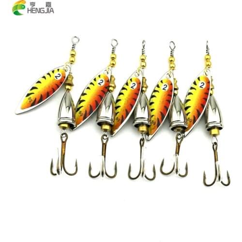 5PC 7.8CM 10G Spinner bait spoon Fishing Lures Isca Artificial Hard Fishing Tackle Metal Sequins Fishing hooks HENGJIA