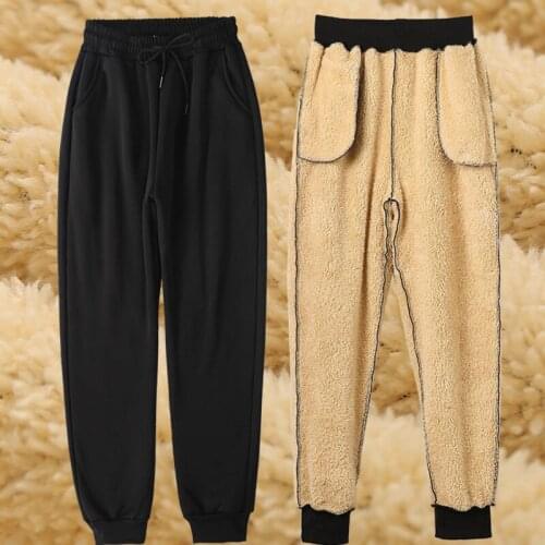 Women Pants Sweatpants Lambswool Loose Sports Pants Joggers Wide Leg Oversized Plus Cashmere High Waisted Trousers Streetwear