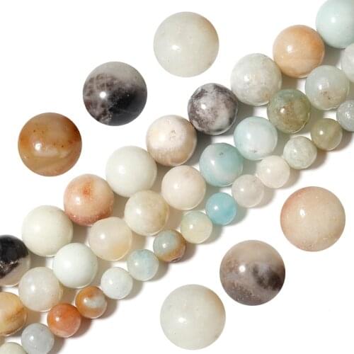 35-60pcs/strand 6 8 10mm Amazonite Agates Natural Stone Beads Round Loose Spacer Beads For Jewelry Making DIY Bracelet 15