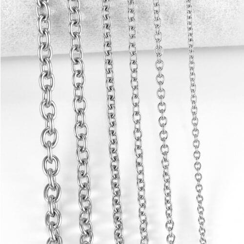 1.5/2/2.5/3/4/4.5mm Stainless Steel Cross O Chain Stainless Stele Rolo Necklace For Women Men DIY Jewelry Thin Bracelet Necklace