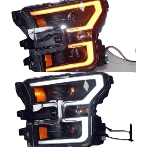 For FORD F150 Raptor LED Strip Head Lamps 2013-2014 Black