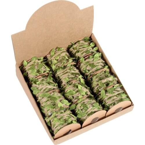 New 12PCS 5M/Roll Natural Jute Hemp Rope Simulation Leaf Hemp Rope Wax Thread Rattan Decoration DIY Craft Jute Rope