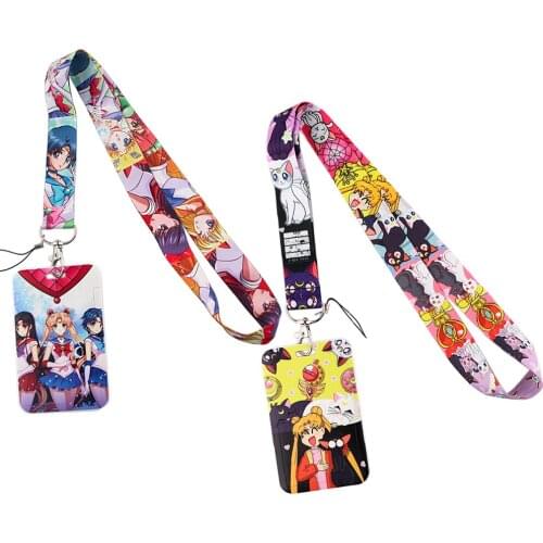 ER440 Anime Moon Girl Lanyard Card Holder Student Hanging Neck Mobile Phone Lanyard Badge Subway Access Card Holder