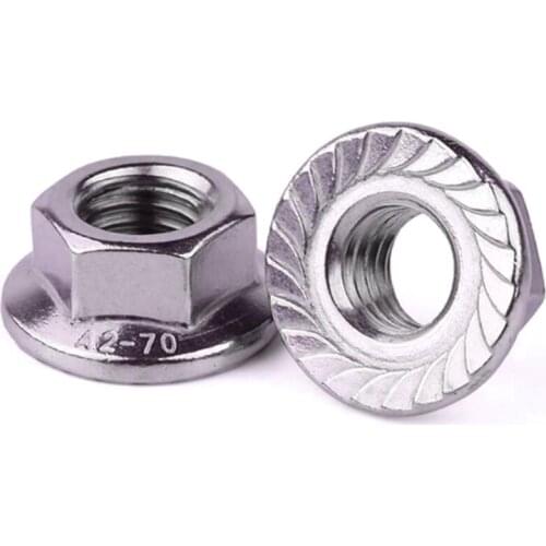 M3-M16 Hex Flange Nuts , SS304 SS316 Din6923 Stainless Steel Flange Locking Nut Fasteners ,B023