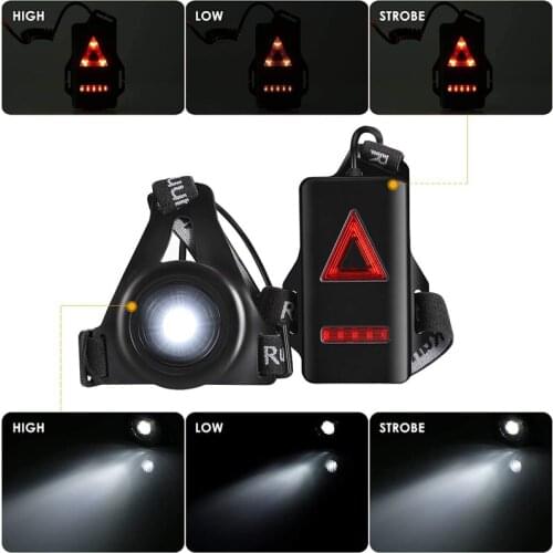 Running Lights LED Night Outdoor Camping Flashlight Warning Light USB Charge Chest Lamp Bicycle Cycling Safety Survival Tool