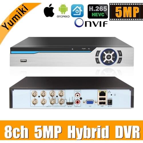6 in 1 H.265+ 8ch AHD video hybrid recorder for 5MP/4MP/3MP/1080P/720P Camera Xmeye Onvif P2P CCTV DVR AHD DVR support USB wifi