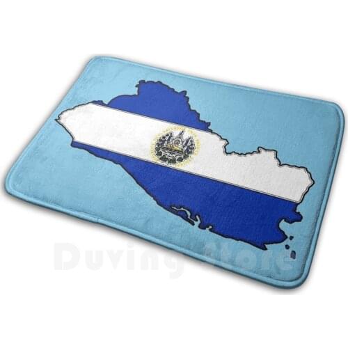 El Salvador Map With Salvadoran Flag Mat Rug Carpet Anti-Slip Floor Mats Bedroom Havocgirl El Salvador Salvadoran San Salvador