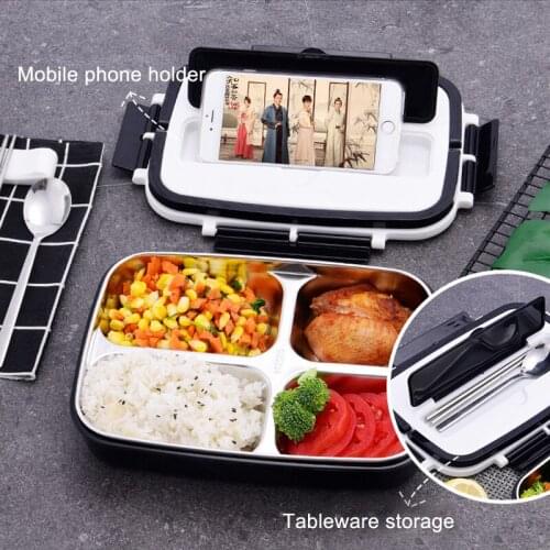 Stainless Steel Lunch Boxes With Handle Sealed Leak-proof Double-Layer Anti-scalding Lunch Box Portable Student Lunch Box