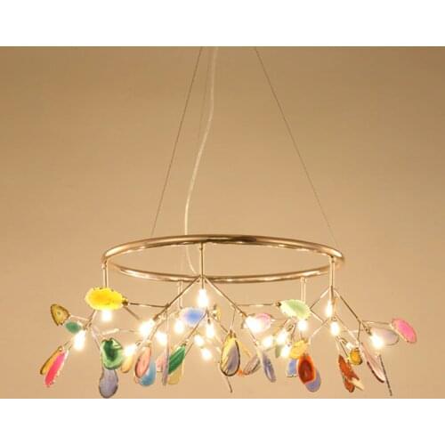 Modern Agate Color Chandelier Bedroom Living Room Hall Villa Restaurant Branches Decor Hanging Light Firefly Decor Chandeliers