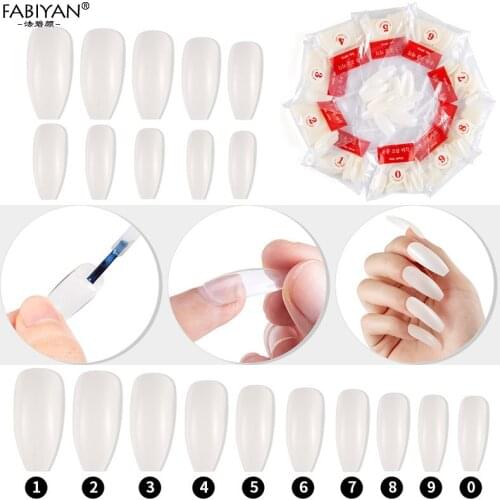 Manicure Tools Nail Tips Decorations Acrylic 500pcs 10 Sizes Fake Nail Ballerina Coffin Full Cover White Clear Natural