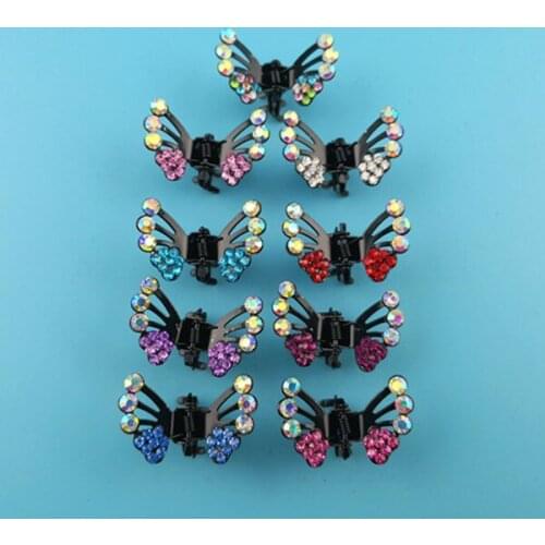 60 Pcs Crystal butterfly Mini Hair Claw Clamp Hair Clip Hair Pin Hair Accessory Free Shipping