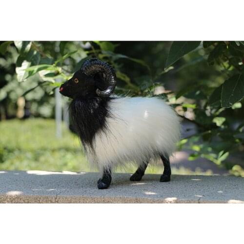 About 18x20cm sheep, black&white goat model,polyethylene&furs handicraft Figurines & Miniatures home decoration toy gift a2975