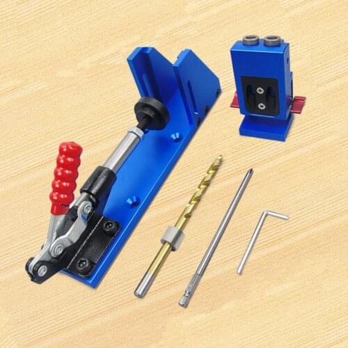 Upgraded 9.5mm Oblique Pocket Hole Jig Kit System W/ Step Drill Bit WoodWorking Board Splicing Tools