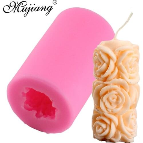 Mujiang 3D Rose Flower Soap Molds Salt Carved Candle Silicone Mold Cake Decorating Baking Fondant Chocolate Candy Gumpaste Mould