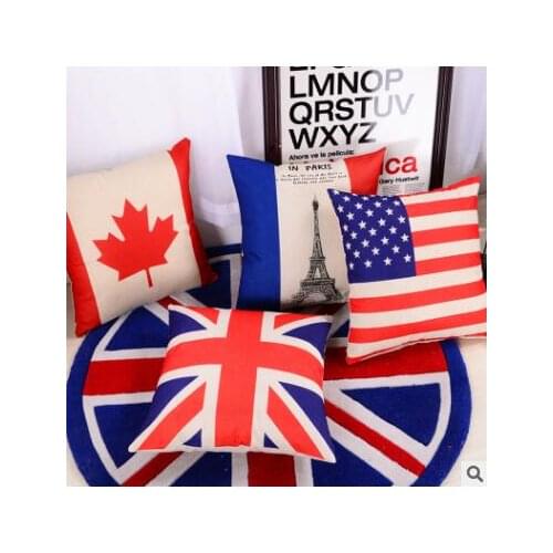 National flag printed cushion cover cotton linen pillow cover pillowcase